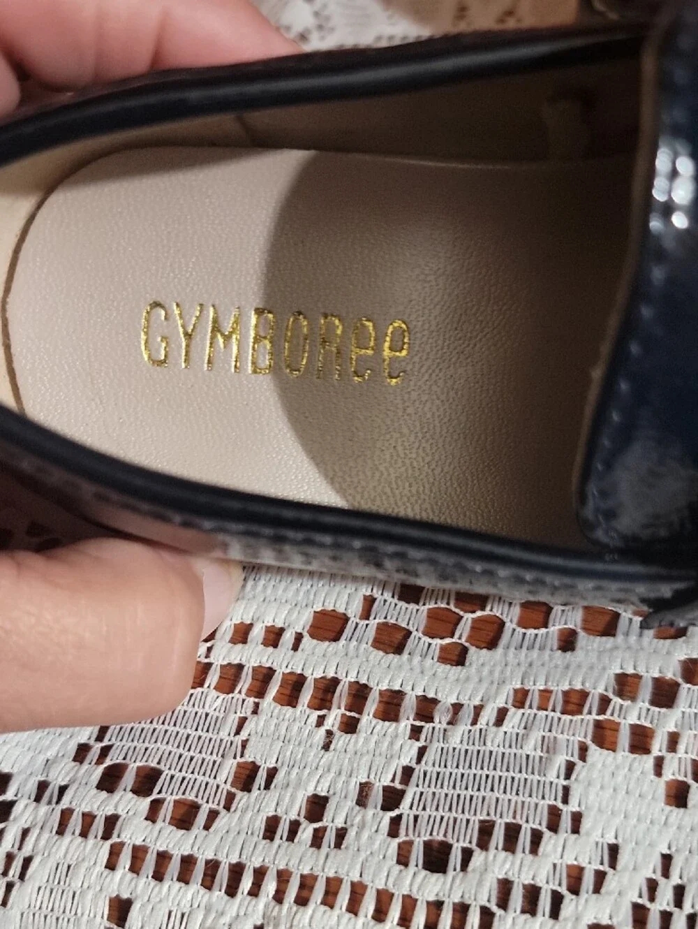 Gymboree Black Faux Patent Loafers with Bow Accent Size 7